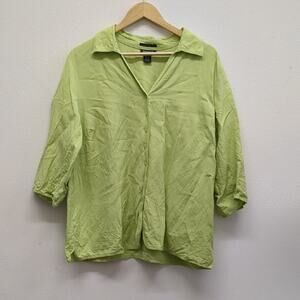 Avenue Green Relaxed Blouse‎ with Notched Collar and Buttoned Style size 18/20